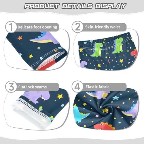 ALAZA Girls' Leggings Children's Yoga Pants Skinny Printed Dance Dinosaur Stars Cute Comfortable 4T2
