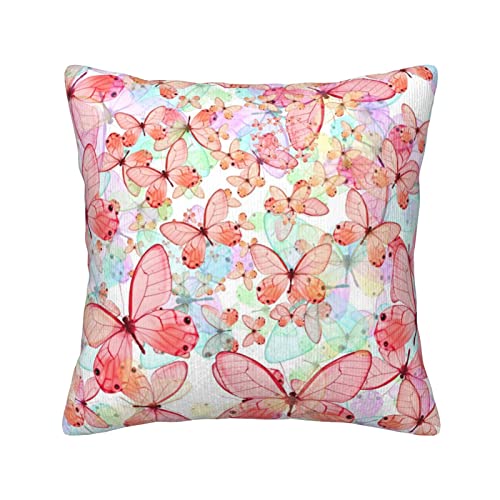 Housse de coussin velours rose 50x50 cm motif papillon - 2