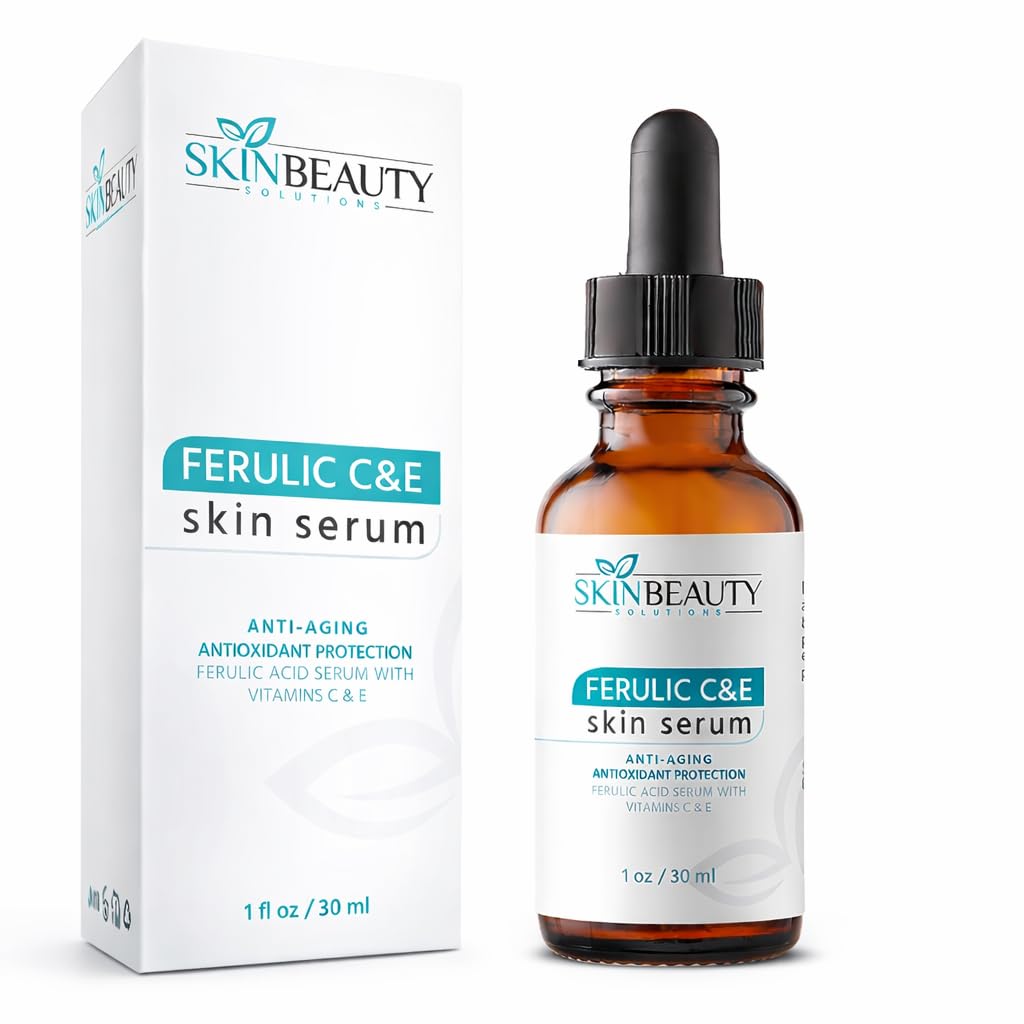 Soluciones de belleza para la piel, ácido ferulico CE con vitamina C + E, suero para la piel (30 ml), arrugas, antienvejecimiento, piel dañada por el sol y más (combinación de ferulina C + E, tratamiento antioxidante