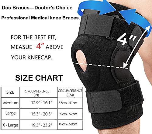 Dr. Brace Hinged Knee Brace For Knee Pain, Adjustable Compression Knee Support Brace For Men & Women, Open Patella Knee Wrap For Swollen,Meniscus Tear,Acl,Pcl,Joint Pain Relief,Injury Recovery #TOP1