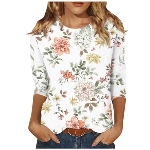 Ceboyel 3/4 Sleeve Tops for Girls Summer season Floral Paisley Print Tees Shirts Fashionable Women Blouses Dressy Informal Clothes 2023