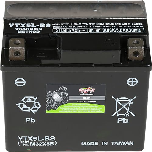 Interstate Batteries YTX5L-BS 12V 4Ah Powersports Battery 80CCA AGM Rechargeable Replacement for Kawasaki, Polaris, KTM Motorcycles, ATVs, Scooters, Bikes (CYTX5L-BS/CITX5L-BS)
