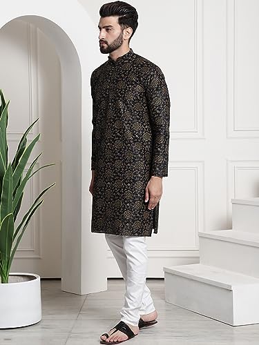 Image of Sojanya (Since 1958 Men'S Silk Blend Kurta Pyjama & Nehru Jacket Combo