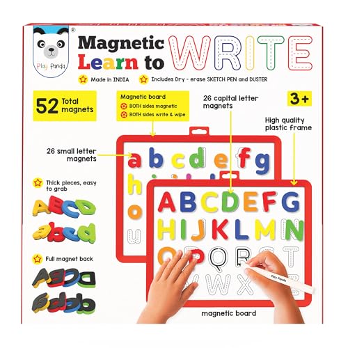 Image of Play Panda Learn to Write Magnetic Board with Captial & Small Letters for Kids