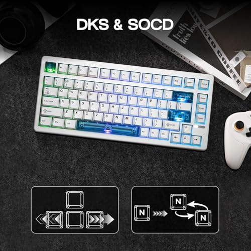 Clavier de Jeu Effet Hall EPOMAKER HE80 Hot-Swappable DKS SOCD avec Câble Mac PC