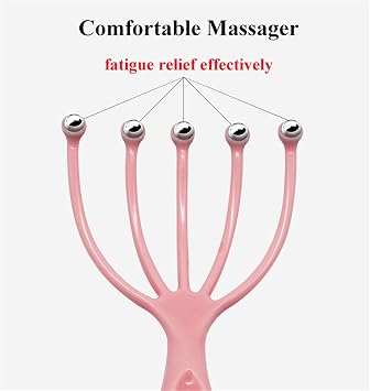 Handheld Scalp Massager, SPA Claw Massager with Steel Balls, Gentle Scalp Massage for Stress Relief (Blue)