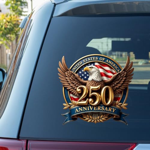 Image of 2pcs 250th Anniversary Car Decal Patriot Eagle with Statue of Liberty | Vinyl Decal for Car Truck Laptop 1776-2026 Bumper Sticker 250 Years USA Independence Day 10 inch
