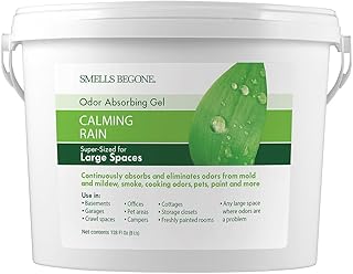 SMELLS BEGONE Odor Absorber Gel - Air Freshener & Odor Eliminator for Homes, Natural Disasters, Garages & Commercial Buildings - Industrial Size - Calming Rain Scent - 1 Gallon