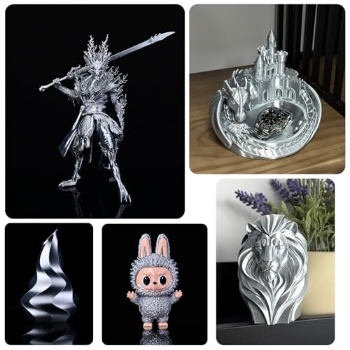 Image of OVV3D Silk Silver Filament PLA 1.75mm, Upgrade Silver Grey PLA 3D Printer Filament, Silk Silver Metal 3D Printing Filament, 3D Filament 1.75 + /- 0.02mm, Silk 1.75 PLA Filament for 3D Printer