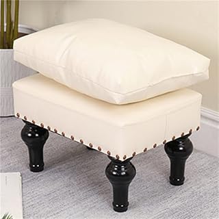 HURE Mały podnóżek skórzany podnóżek otomany podnóżek drewniany podnóżek sztuczny tapicerowany podnóżek do salonu 40 × 29 × 38 cm
