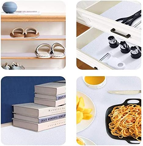 Shelf Liner Non-Slip Adhesive Waterproof EVA Cupboard Cabinet Pad Drawer Mat Fridge Liner Roll Anti-Fouling Anti-Moisture Cushion for Home Office (Clear, 3 Rolls 45x150cm)