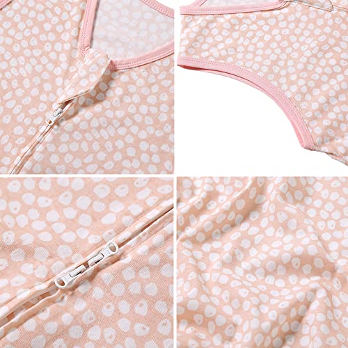 SCHLABIGU Dunne slaapzak voor de zomer, voor meisjes en jongens, lente en pasgeborenen, katoenen pyjama - 0,5 tog (roze stippen, 130 cm: 3-6 jaar kinderen) - Afbeelding 5