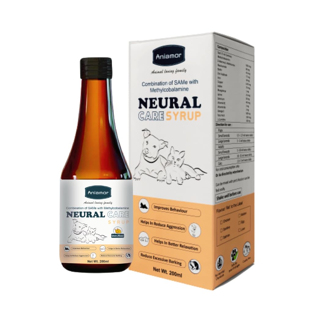 Aniamor Neural Care Syrup for Dogs and Cats | Helps in decreasing mental stress and anxiety in pets | Dogs and Cats Supplements | for all Life Stages | Chicken Flavor | 200ml (B0CQG1LV3J) Amazon Price History, Amazon Price Tracker
