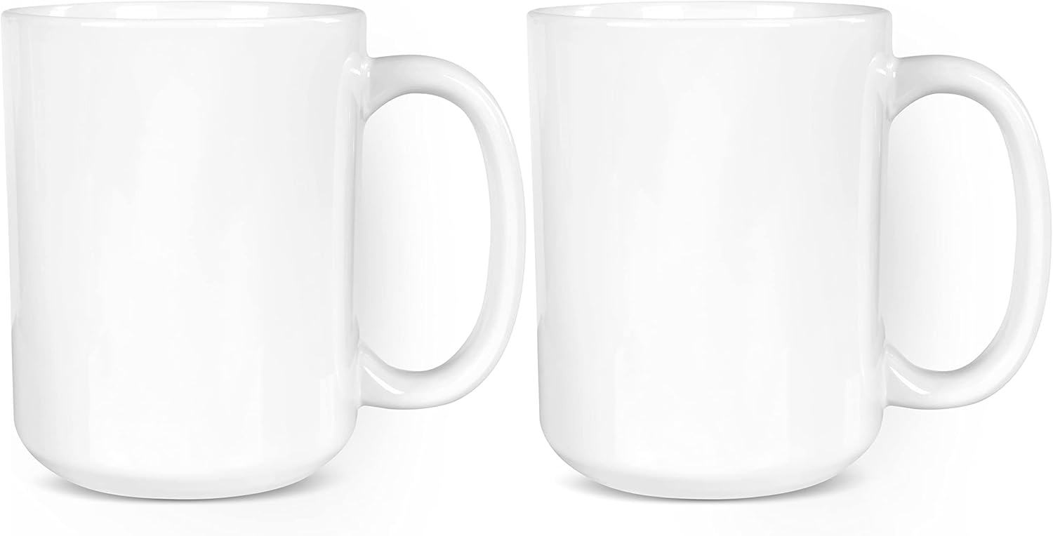 BLUE RIBBON White Sublimation Plain Blank Coffee Mug Made of Ceramic, 11 oz, Set of 2, Comes with Gift Box and Foam Supports (Total 24 Mugs)