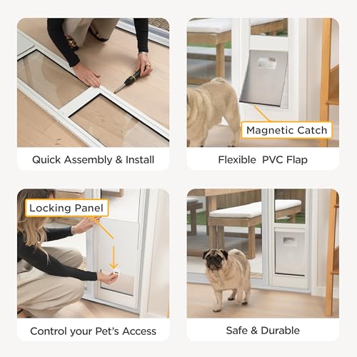 Hakuna Pets White Glass Patio Pet Door for Sliding Doors, Medium | Adjustable Height 77.2” – 83.5”, Damage-Free or Permanent Install, Locking Panel Included by Hakuna Pets - Image 7