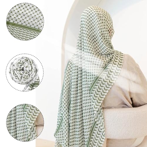 Palestinian Scarf, Shemagh Scarf, 71x28 Inch Chiffon Hijab Scarf, Printed Palestine Scarf, Sun Protection Dustproof Desert Scarf, Muslim Arab Head Scarf for Men Women, Hijab Scarf4