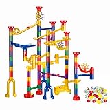 WTOR 190Pcs Marble Run Sets STEM Toys for Kids Boys Girls Educational Learning Marble Building Blocks Girl Boy Toy for Kids Children (22 Glass Marbles)