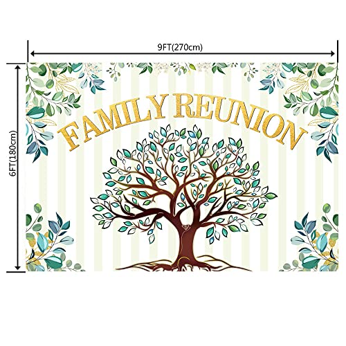 9X6Ft Family Reunion Backdrop Family Tree Leaves Welcome To Our Family Members Photography Background Gathering Gold And Green Party Decorations Supplies Photo Banner Booth Props #TOP1