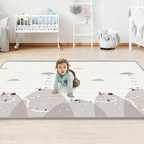 Arkmiido Alfombra de juego para bebés, Alfombrilla impermeable no tóxica plegable extra grande para niños, 197 x 177 x 1 cm, Material XPE (Gris)