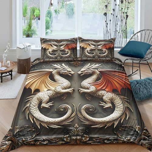 Parure de lit dragon 135x200cm avec housse de couette en microfibre - 4