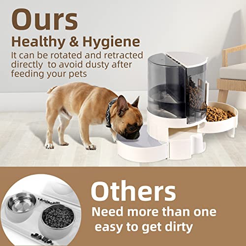 Automatic Cat Feeders And Water Dispenser - Rotating Storage 2 In 1 Cat Feeding & Watering Supplies Set Gravity Cat Food Dispenser For Small Medium Pets Dog Puppy Kitten (Black) #TOP2