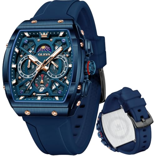Image of OLEVS Mens Watches Stylish Chronograph Waterproof Luminous Silicon Strap Multifunction Watches for Men Business Men Wrist Watch