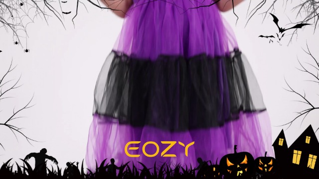 Disfraz de Vampiro Bat para Niñas, Vestido Morado miniatura 7