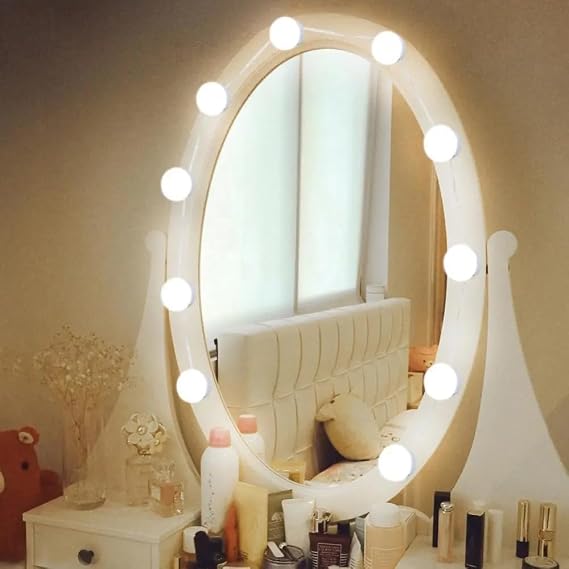 MOBEE 10'lu Set Makyaj Aynası Işığı Banyo Yatak Odası Işığı Hoolywood Tarzı Led Makyaj Lambası 3 Farklı Renk Modu Makyaj Odası Işığı [Enerji Sınıfı A++]