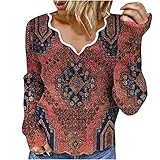 Langarmshirt Damen Sport Oberteile Langarm T Shirt Stickerei Besticktes Hemd Crew Neck Shirts Long Lose Shirt Casual Mode Crew-Neck Bedruckt Tops