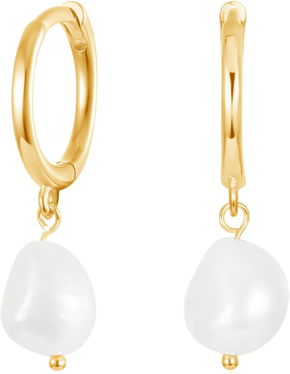 Dainty Huggie Hoop Earrings with Dangle for Women, Small Hoop Earring with Charm - Pearl, Coin, Moon Star, Butterfly, 18K Gold Plated Sterling Silver Minimalist Jewelry Gift Set for Her