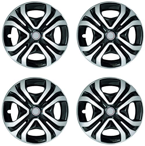 Image of Tiago Black Silver Set-4.Pcs (Press Fitting) Wheel Cover Compatible with (13Inch)
