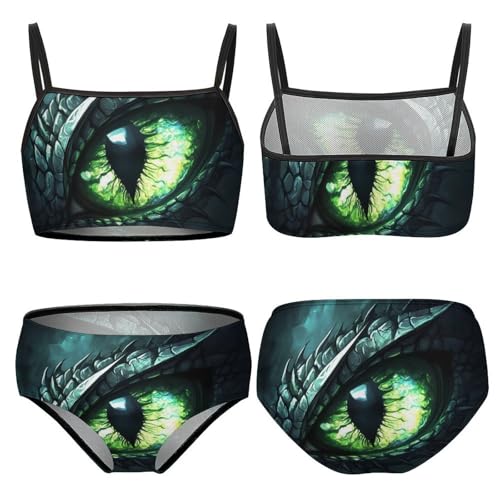 Dragon Eye Monochrome Girls Swimsuits Two Piece Bikini Sets Beach Sport Swimwear Bathing Suit3