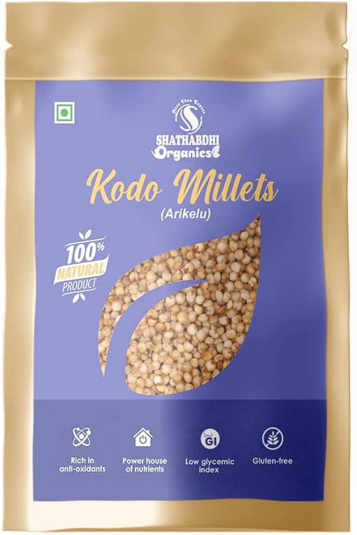 Shathabdhi Organics Kodo Millet (Arika/Arikelu/Kodra/Varagu/Hark/Varigu) - Low GI Millet Rice 100% Natural, Gluten-Free Powerhouse (Rich in Fiber & Minerals) 500gm