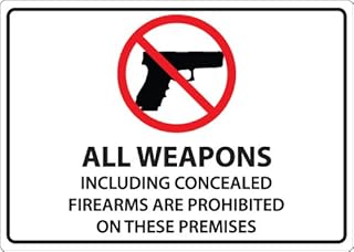 ZING 1822S Concealed Carry Label, All Weapons Prohibited, 5Hx7W, Recycled Polystyrene Self-Adhesive, 2/Pk
