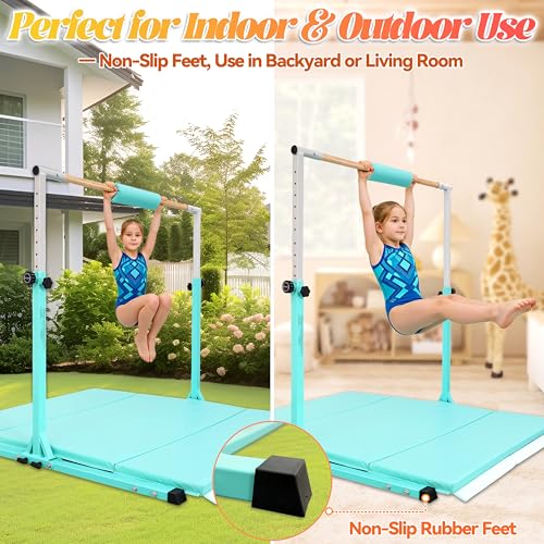 Image of Seliyoo Foldable Gymnastics Bar for Kids Teens Ages 3-18, 5FT /6FT Kip Training Bar -Sturdy Base for Home Training,Adjustable Height 35 inch to 59 inch for, 400 LBS Capacity,Anti-Slip Base & Easy Assembly