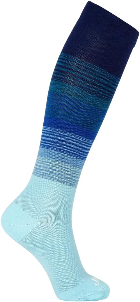ja vie 74% Merino Wool Compression Socks for Men & Women (15-20mmHg), Ombre Knee-High Socks Seamless Toe for Travel