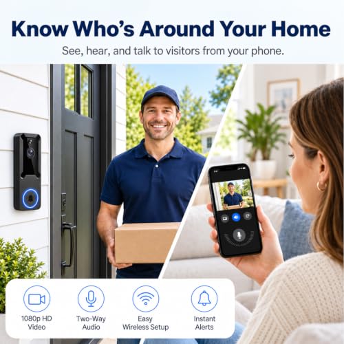 Doorbell Camera Wireless, 1080P Battery Powered Video Front Door Camera | AI Human Detection, Night Vision, 2-Way Audio, Cloud Storage, 2.4GHz WiFi Home Security Camera for Apartment/Office/Entryway - image 7