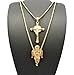 Gold Tone Micro Angel, Jesus Cross Pendant 24