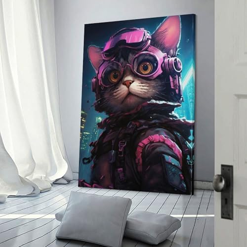Affiches de chat cyberpunk cadeau anniversaire pour couple amoureux de chats