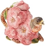 Cosmos Gifts Robin with Flowers Ceramic Teapot, 4-3/4-Inch
