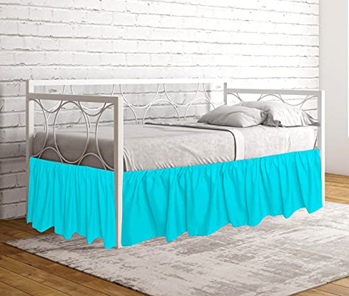 600 Thread Count Pure Cotton Daybed Skirt - 1 Piece Cotton Twin XL Size Dust Ruffle Daybed Skirt with Split Corners for Day Beds 18