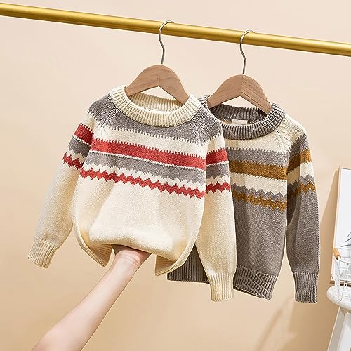Toddler Girls And Boys Long Sleeve Crew Neck Colorblocked Stripe Knit Pullover Sweater Winter Clothes 18 Old3