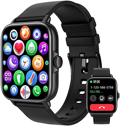 Smart Watch (Answer/Make Call), 1.7" Smartwatch with Text and Call for Android iOS Phones, IP68 Waterproof Fitness Tracker with Sleep Monitor, Pedometer, Blood Oxygen, Fitness Watch for Women and Men
