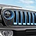 CheroCar for JL Mesh Grille Grill Insert & Headlight Turn Light Cover Trim Exterior Accessories for Jeep Wrangler JL 2018-2023,Light Blue