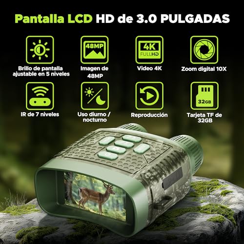 Night Vision Goggles - Night Vision Binoculars with Camera 4K 10X Digital Zoom, Range 1500ft 5000 mAh Rechargeable, 32 GB TF Card for Hunting, Safety and Camping
