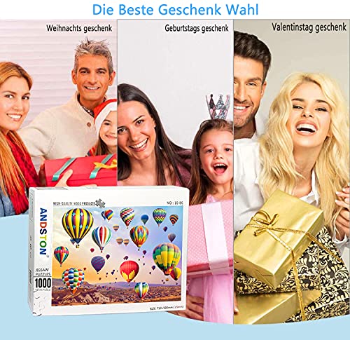ANDSTON Puzzle 1000 Teile, Erwachsenenpuzzle,Puzzle für Erwachsene 1000 Stück | Bunter Heißluftballon | 1000 Teile… – Bild 8