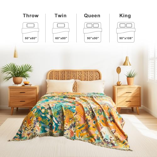 Image of LUTBM Boho Throw Blanket for Couch 50 inchx60 inch, Cotton Decorative Bed Throws