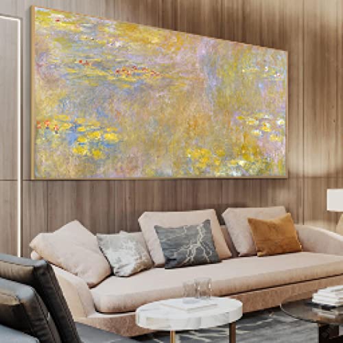 Toile Monet Nénuphar 60x120cm sans cadre pour remplacer un miroir et illuminer une pièce sombre