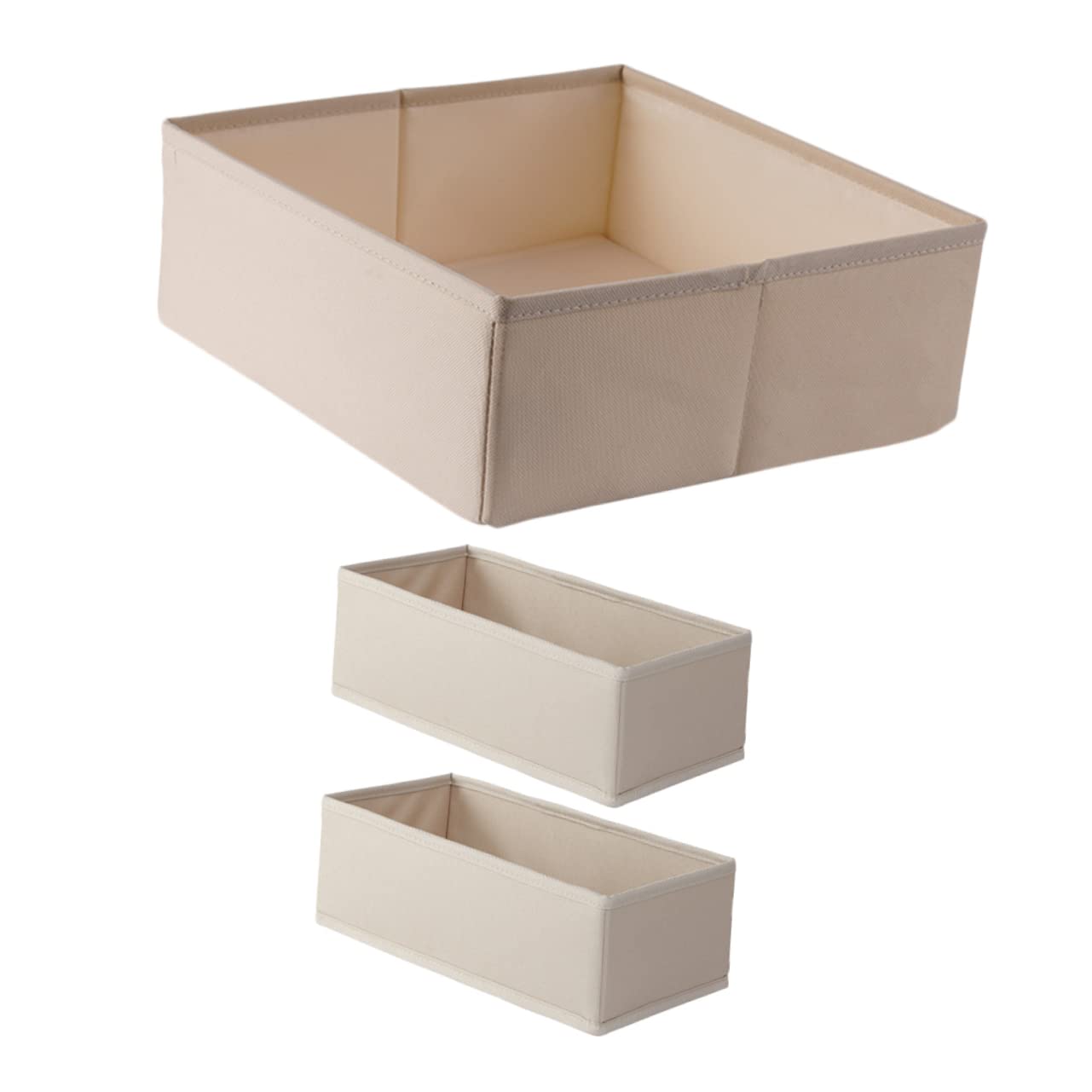 LABRIMP Organizer per Cassetto Beige 3 Pezzi per Calzini e Biancheria Intima, Scatola Pieghevole per Armadio Funzione di Ordinamento e Organizzazione