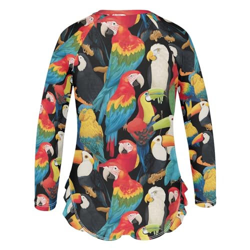 ALAZA Toddler Swimsuit Girl Bathing Suit Swimwear Rash Guard Parrot Toucan Long Sleeve 3T3